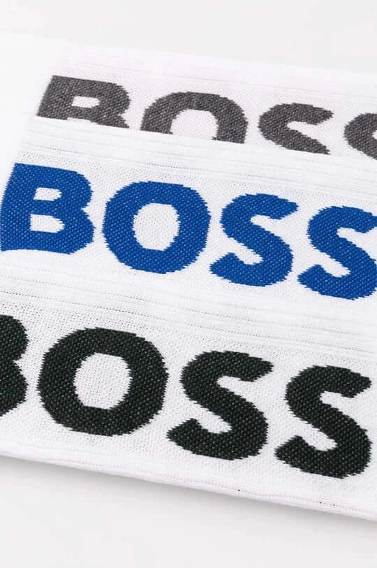 Boss 3 Pack QS Rib Logo Socks - White