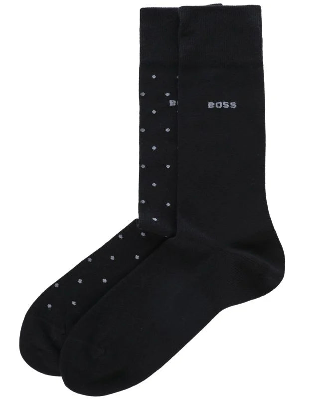 Boss 2 Pack Mini Dots Cotton Blend Socks - Black