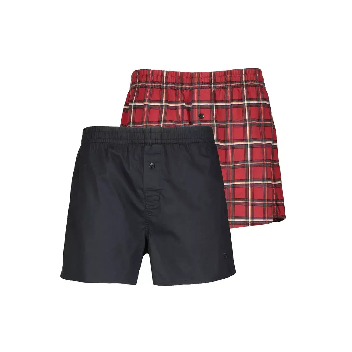 Boss 2 Pack Metalic Waistband Woven Boxer Gift Set - Red Checks / Black