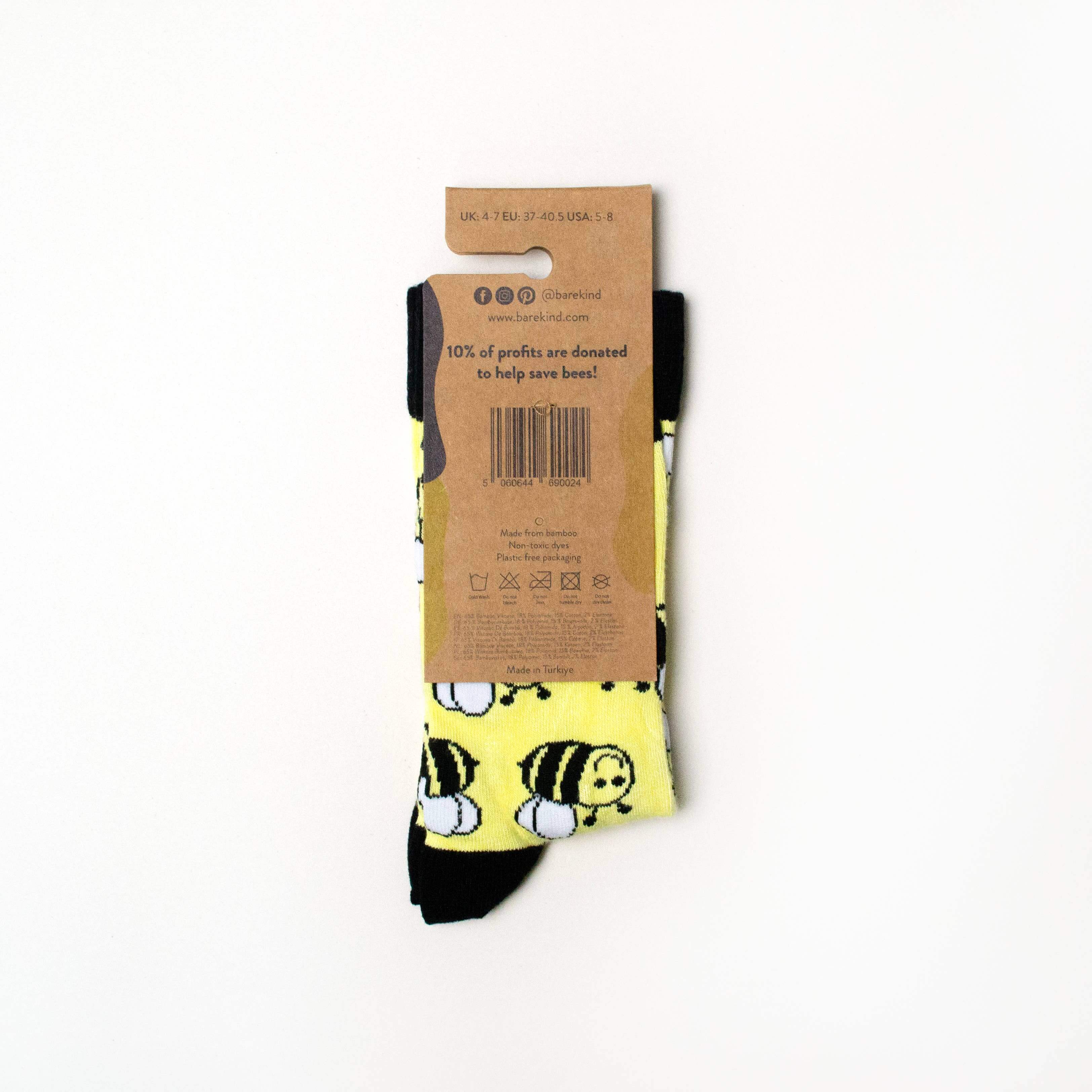 Bare Kind Save the Bees Bamboo Socks, Yellow