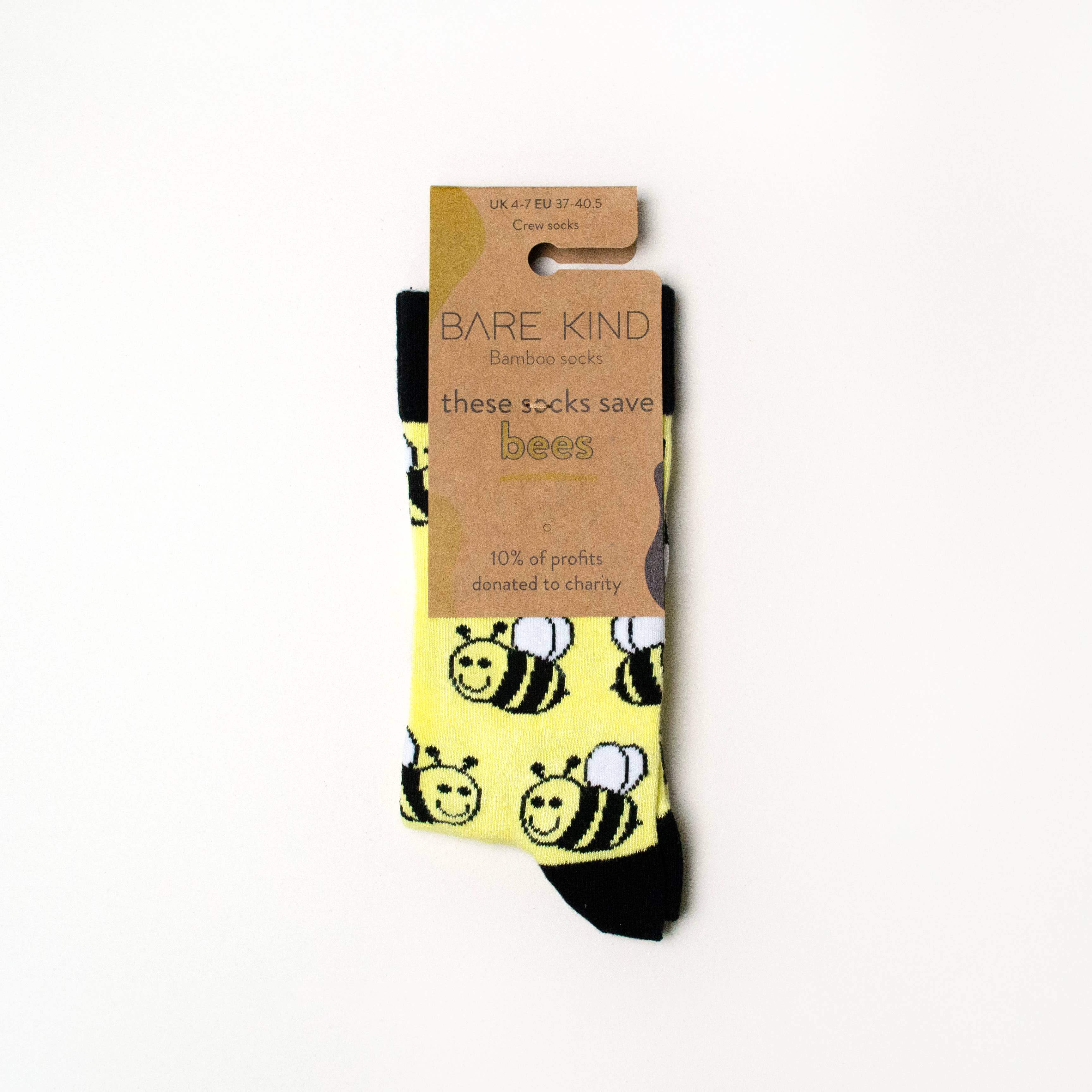 Bare Kind Save the Bees Bamboo Socks, Yellow