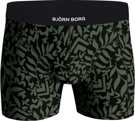 Bjorn Borg Premium Cotton Stretch 2 Pack Boxer - Green Print / Black