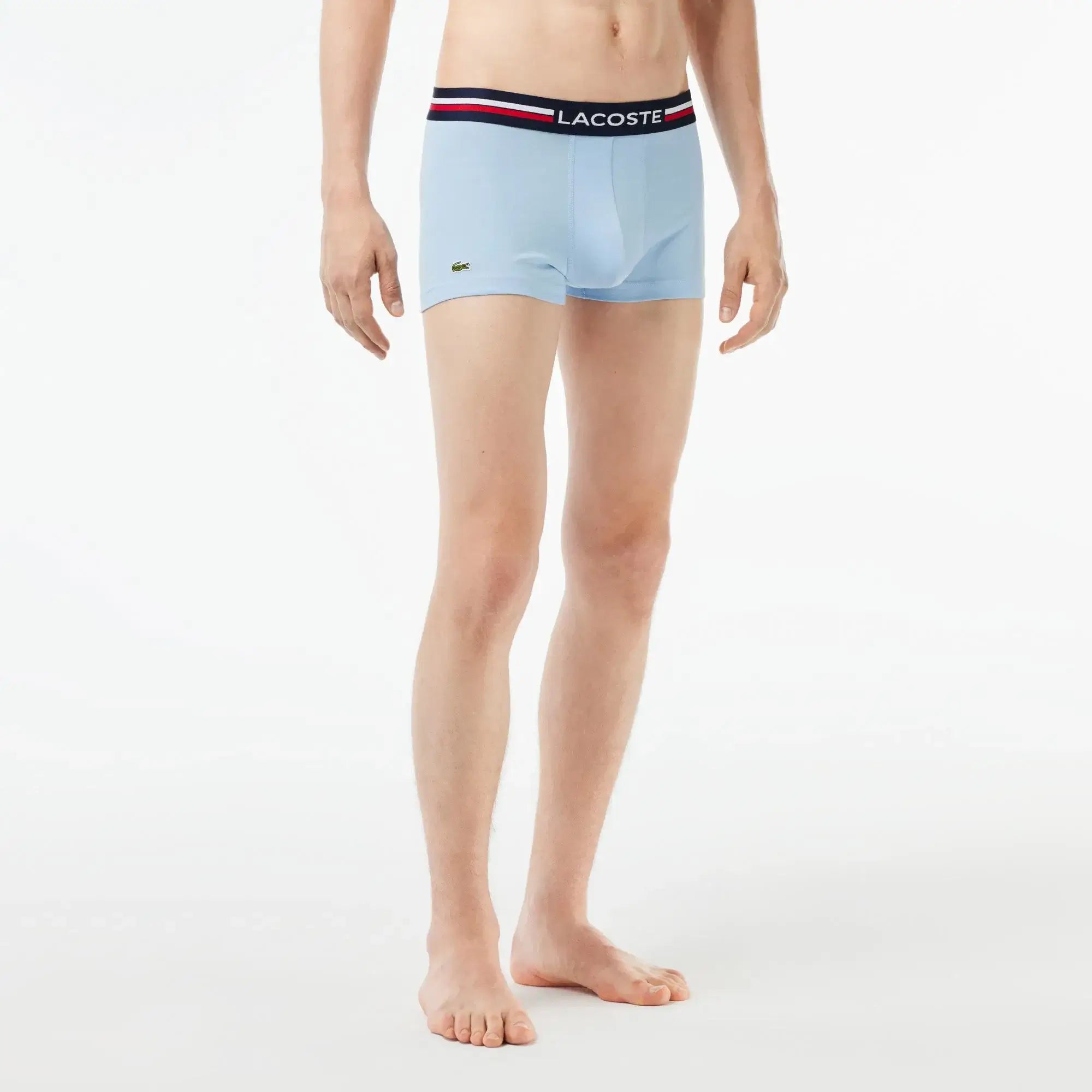 Lacoste 3-Pack Tricolor Waist Trunks - Navy Blue / Azure / Blue MIJ