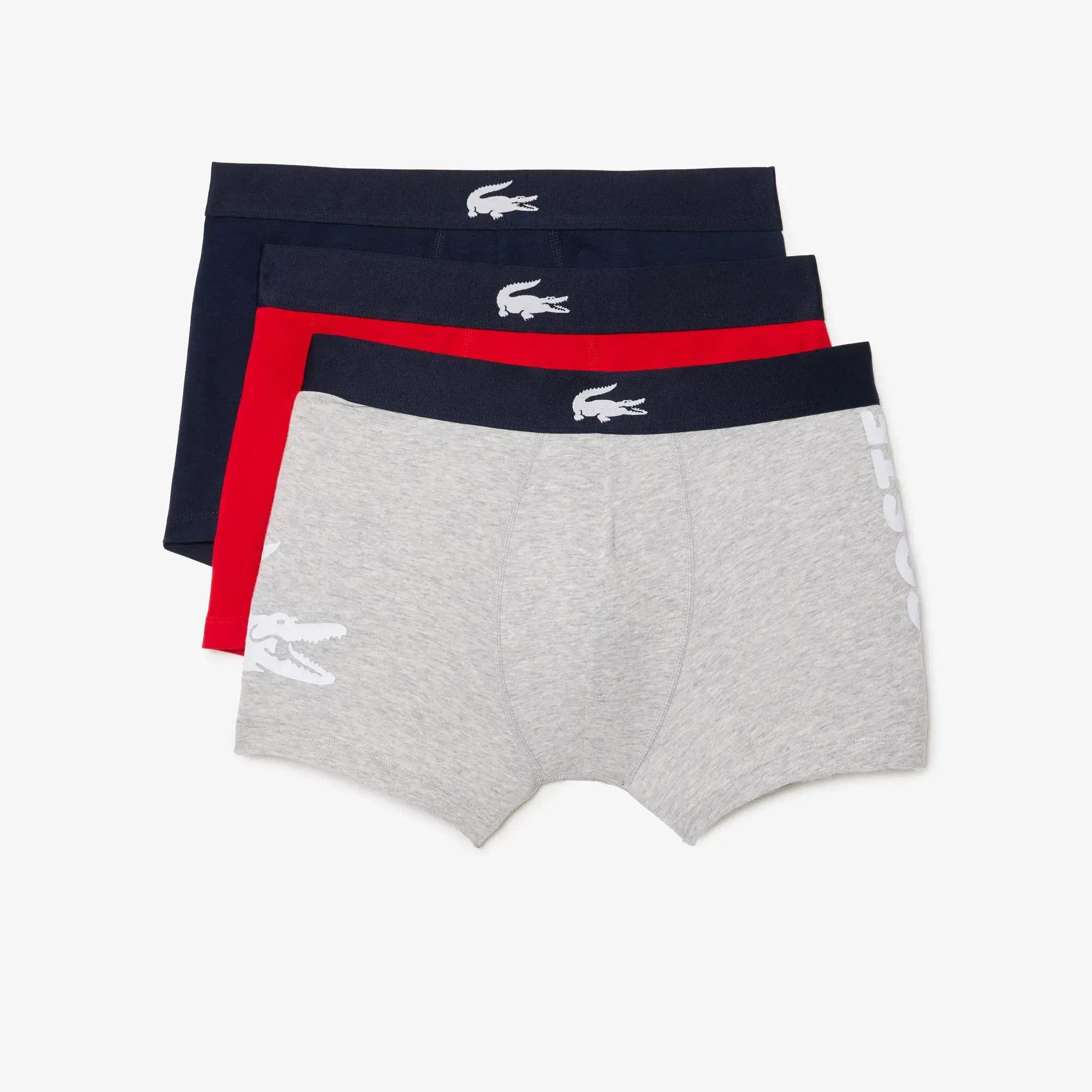 Lacoste 3-Pack Print Trunks - Navy/Grey/Red W34