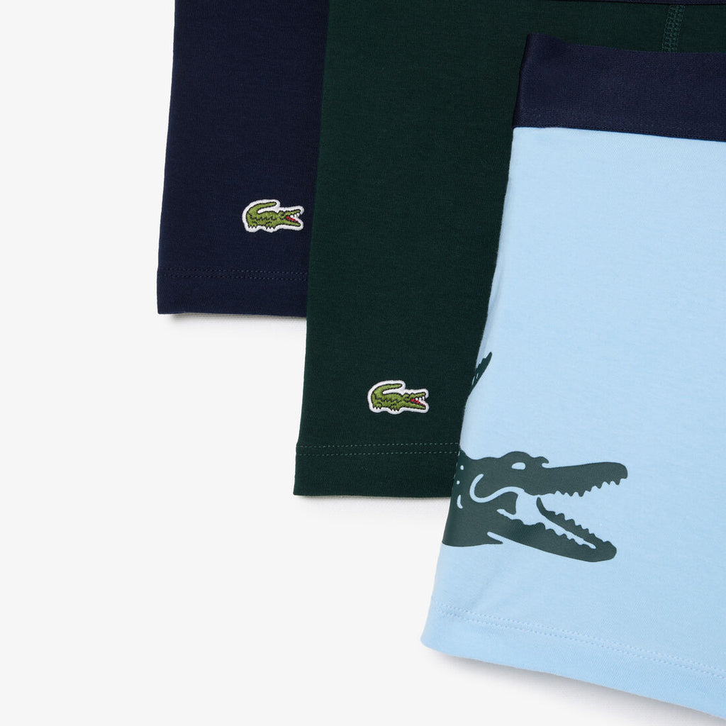 Lacoste Men’s Mismatched Stretch Cotton Trunk 3-Pack - Blue / Green / Navy Blue