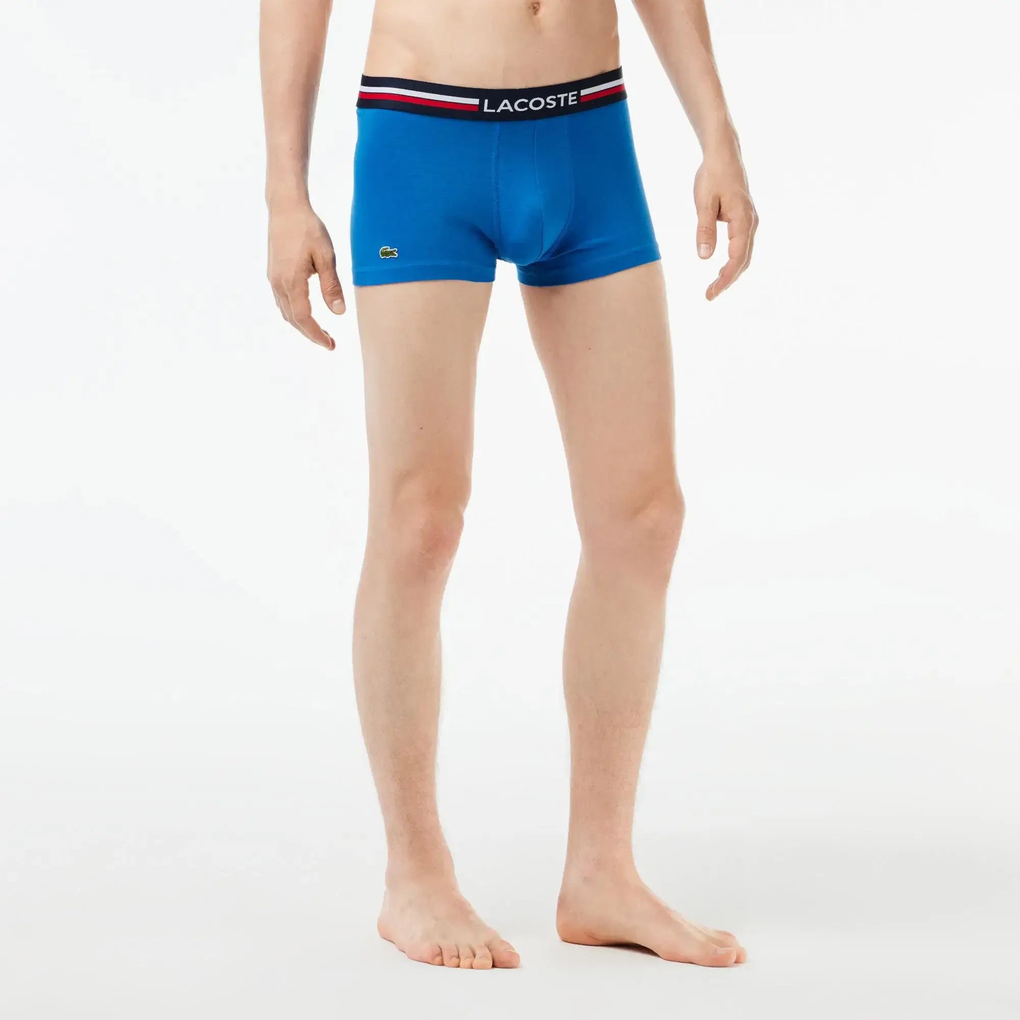 Lacoste 3-Pack Tricolor Waist Trunks - Navy Blue / Azure / Blue MIJ