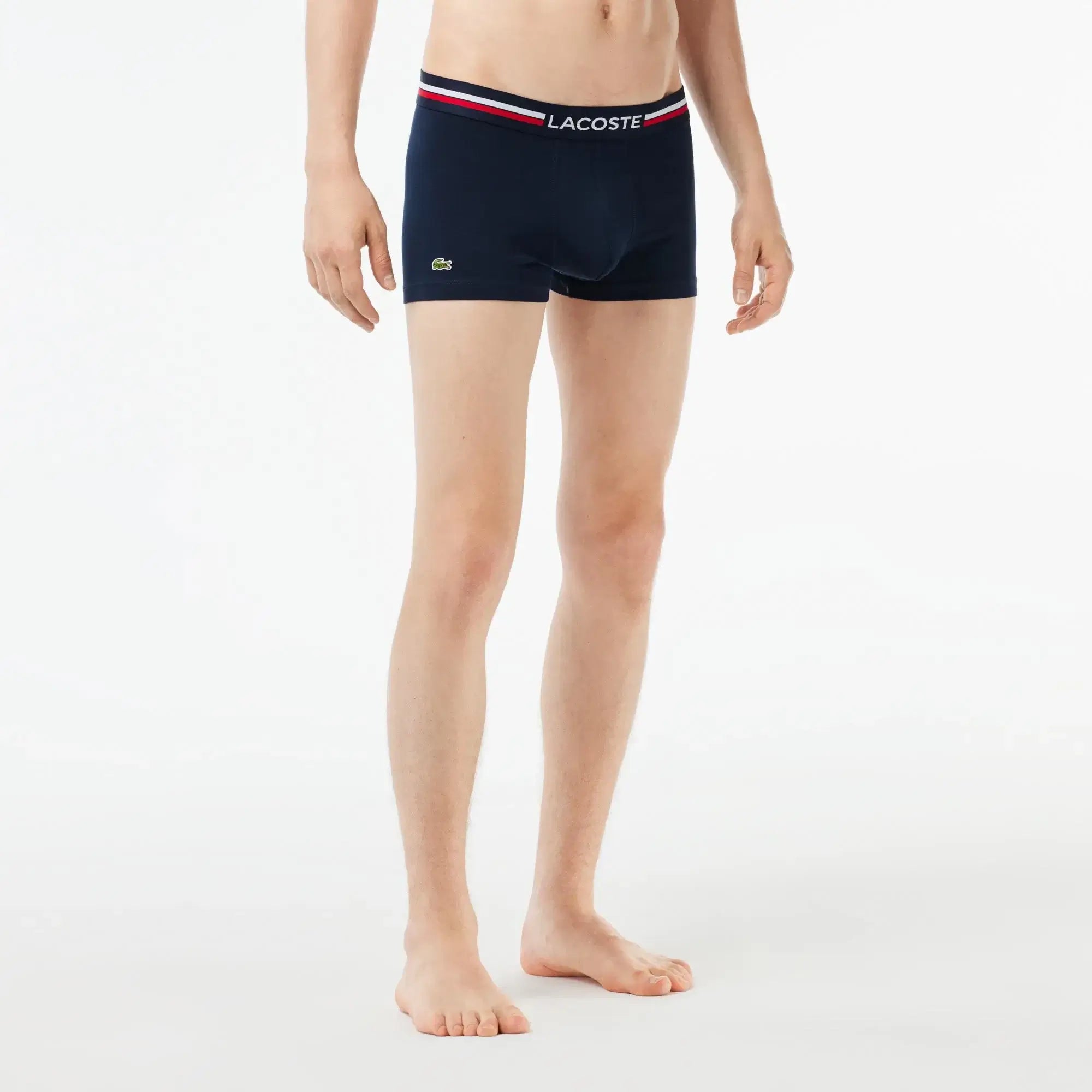 Lacoste 3-Pack Tricolor Waist Trunks - Navy Blue / Azure / Blue MIJ