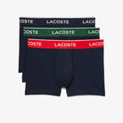 Lacoste 3 Pack Casual Boxer Trunks - Navy, Multicolour Waistbands HYO