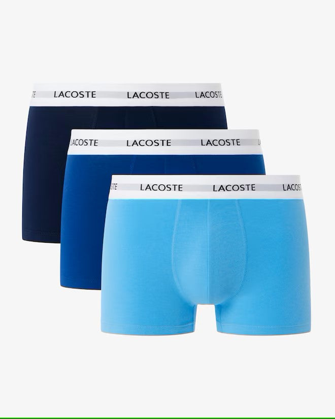 Lacoste 3-Pack Cotton Stretch Trunks - Blue / Navy Blue