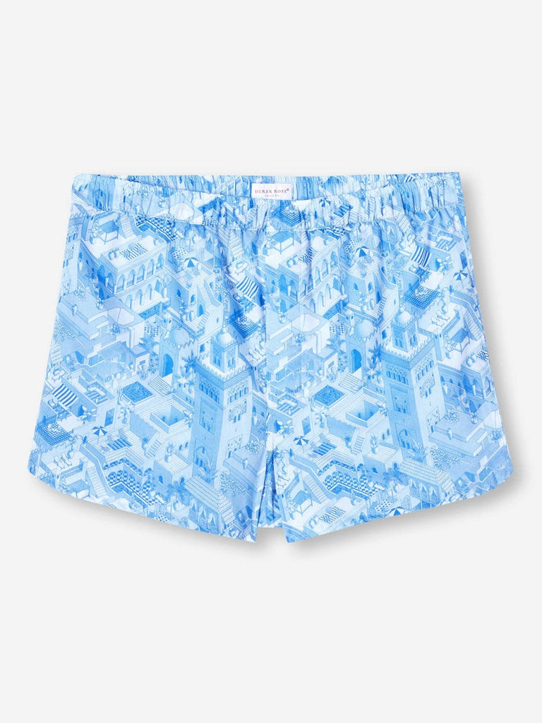 Derek Rose Men's Modern Fit Boxers Ledbury 70 Cotton Batiste Blue