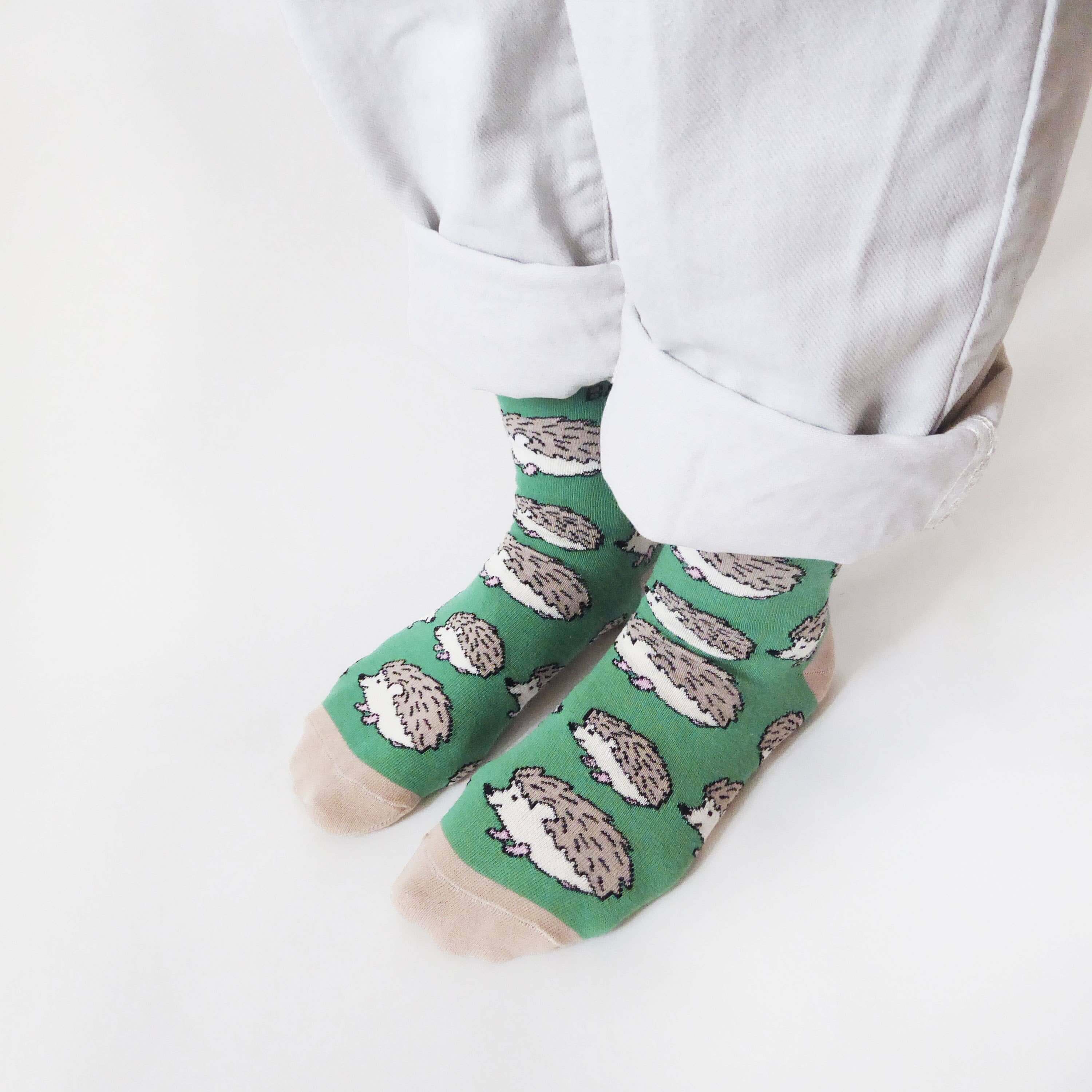 Bare Kind Socks - Save The Hedgehog Bamboo Green Socks