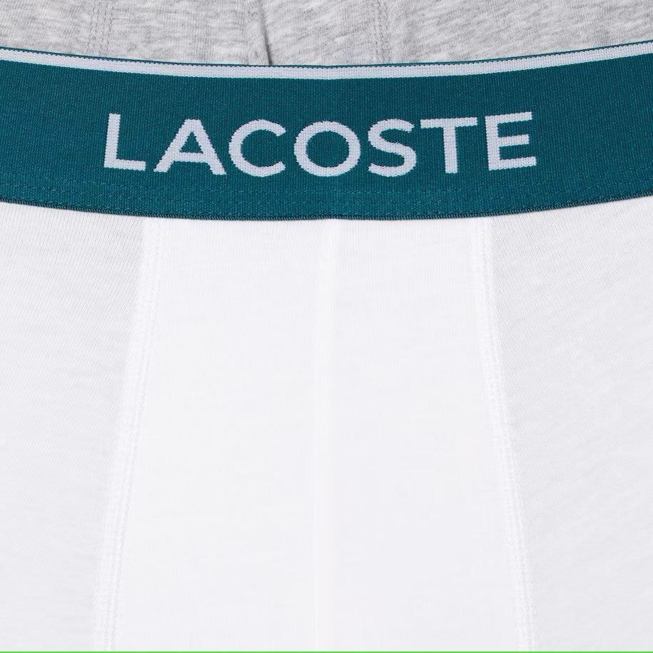 Lacoste Men's Stretch Cotton Boxer Briefs 3 Pack- Black / White / Grey Chine NUA