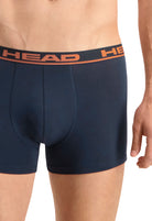 Head Mens 2 Pack Cotton Stretch Boxer Briefs - Peacoat/Orange Pants