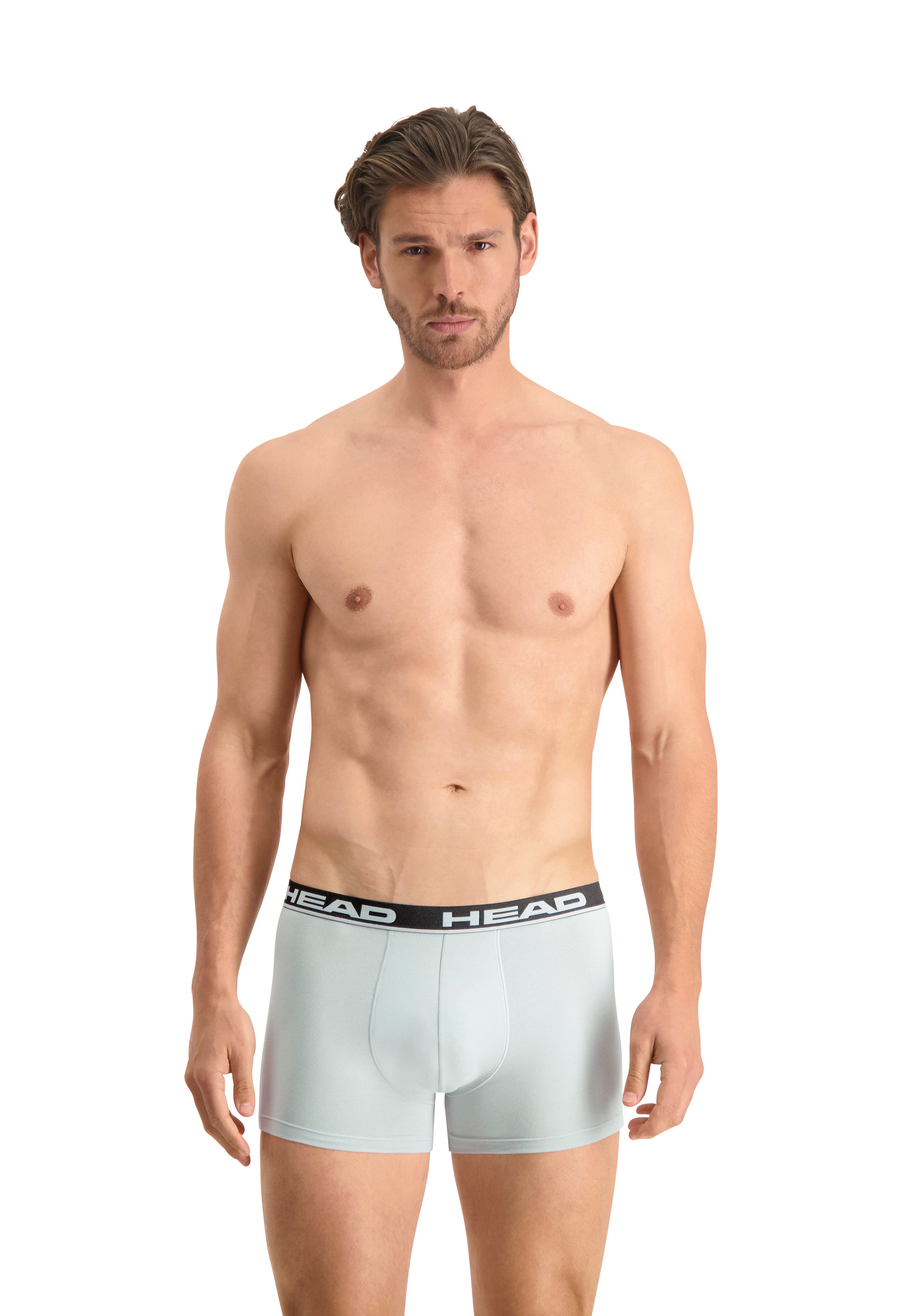 Head Mens 2 Pack Cotton Stretch Boxer Briefs -Middle Grey Melange