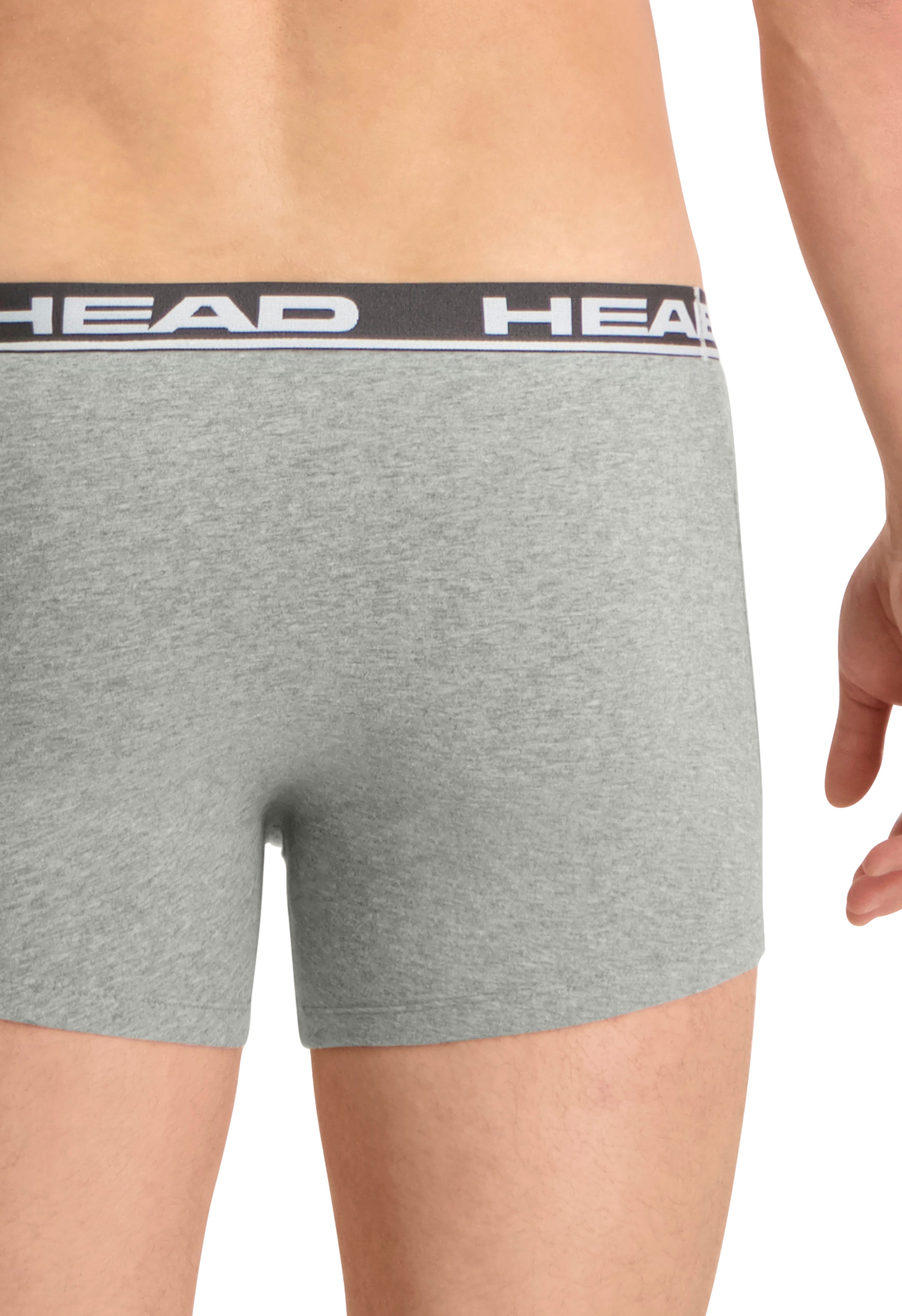 Head Mens 2 Pack Cotton Stretch Boxer Briefs -Middle Grey Melange