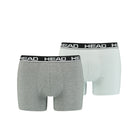 Head Mens 2 Pack Cotton Stretch Boxer Briefs -Middle Grey Melange