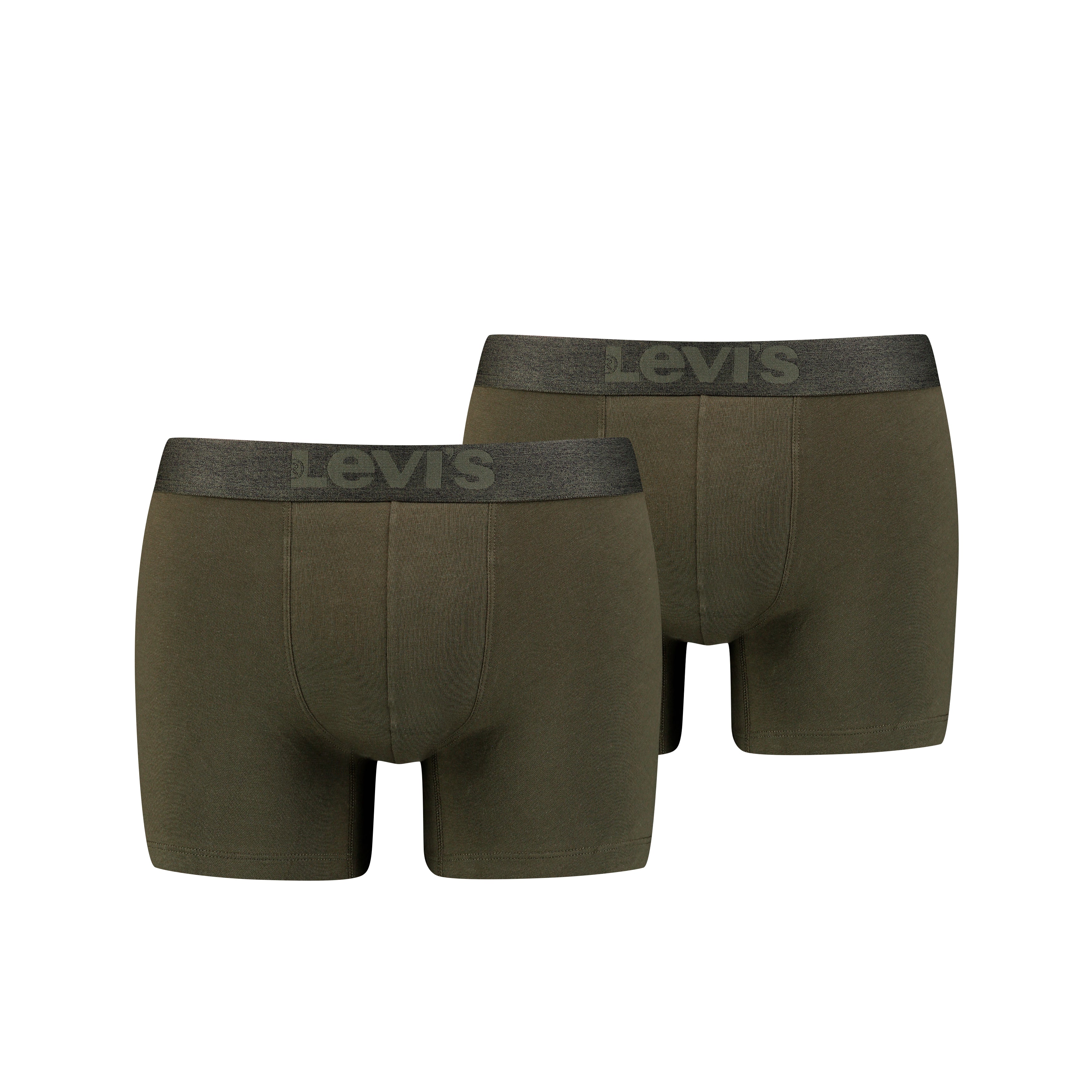 Levi's 2 pack Melange Waistband Organic Cotton Boxer Briefs - Khaki