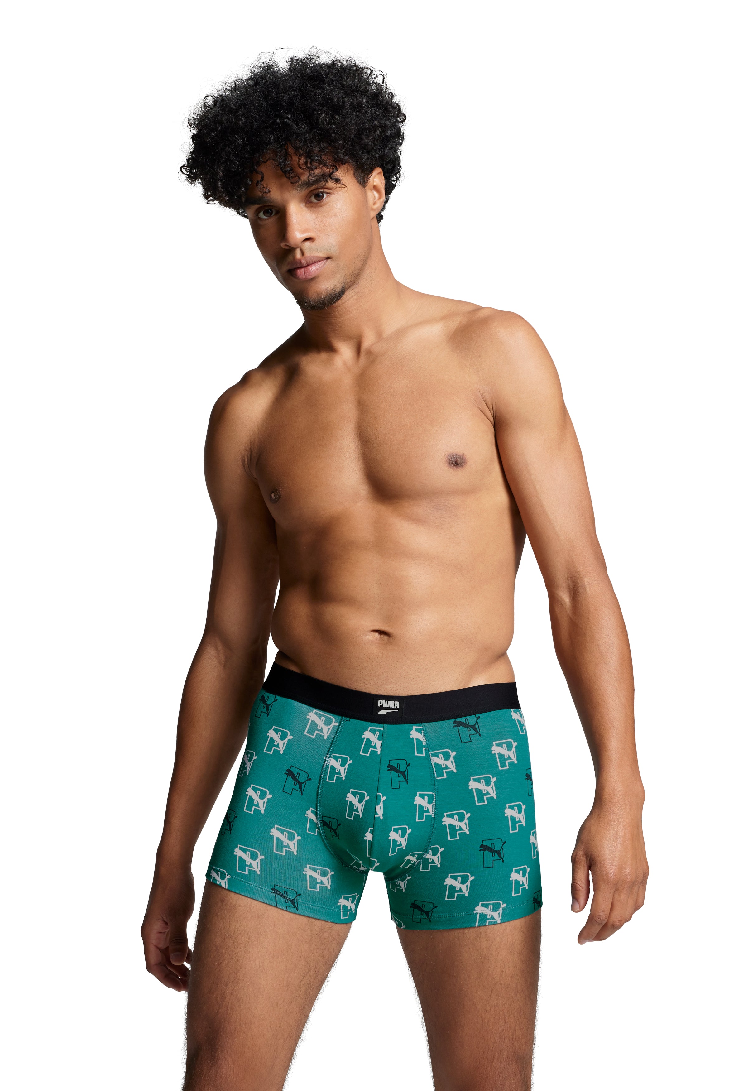 Puma Men Cat All Over Print 2 Pack Boxers - Teal