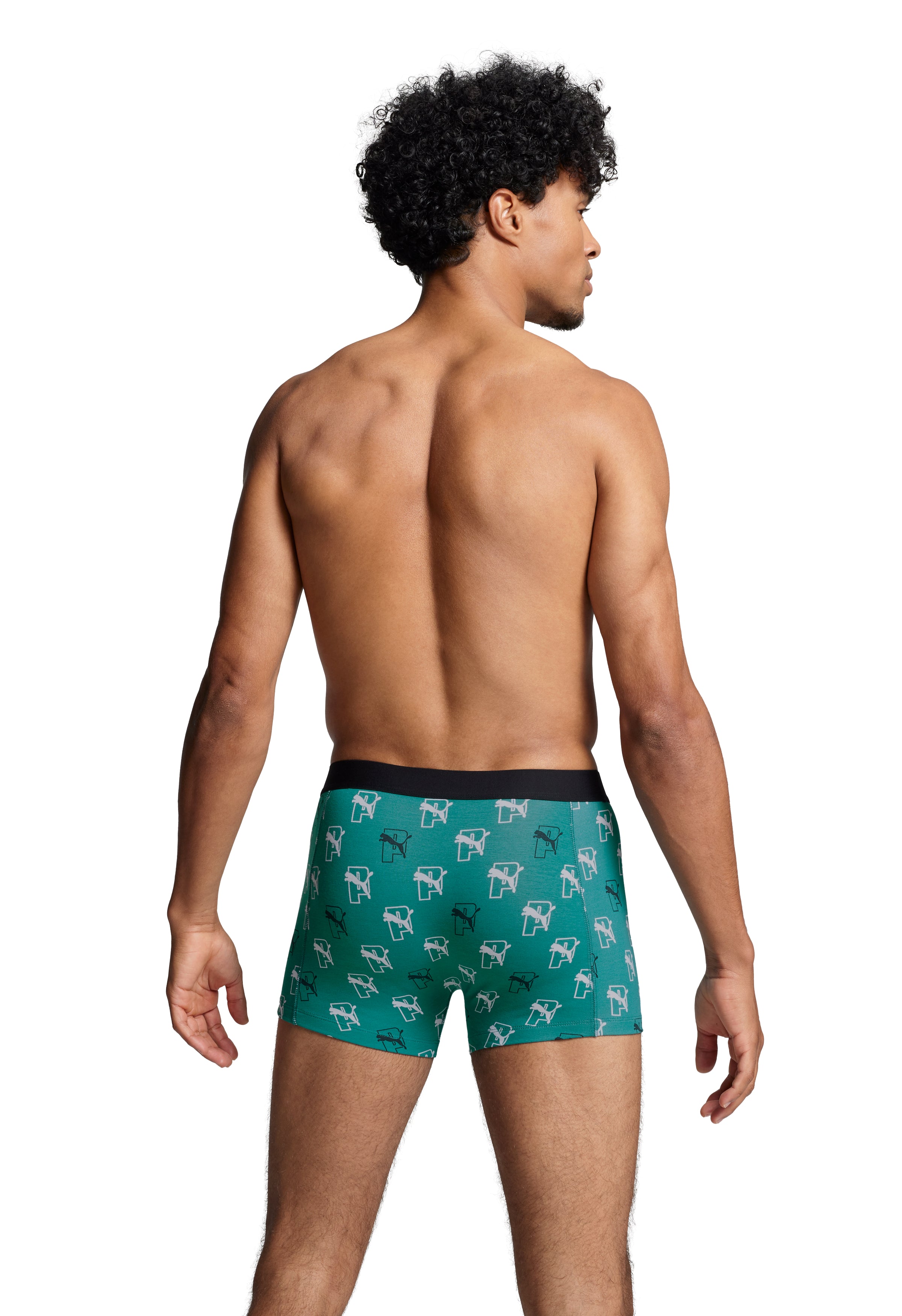 Puma Men Cat All Over Print 2 Pack Boxers - Teal