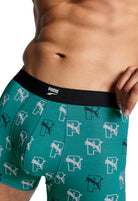 Puma Men Cat All Over Print 2 Pack Boxers - Teal