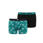 Puma Men Cat All Over Print 2 Pack Boxers - Teal