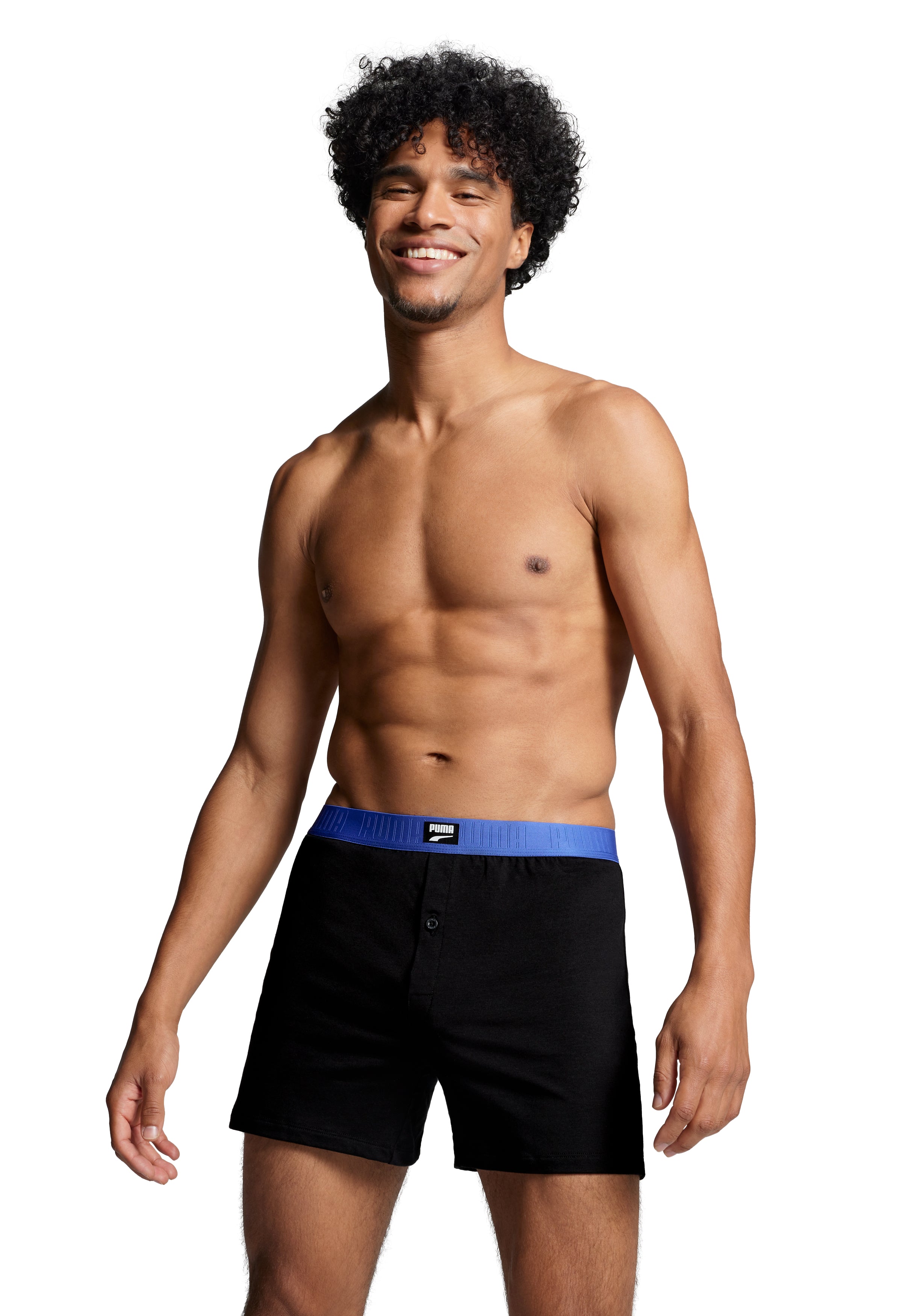 PUMA Men's Loose Fit Jersey Boxer 2 Pack -Blue