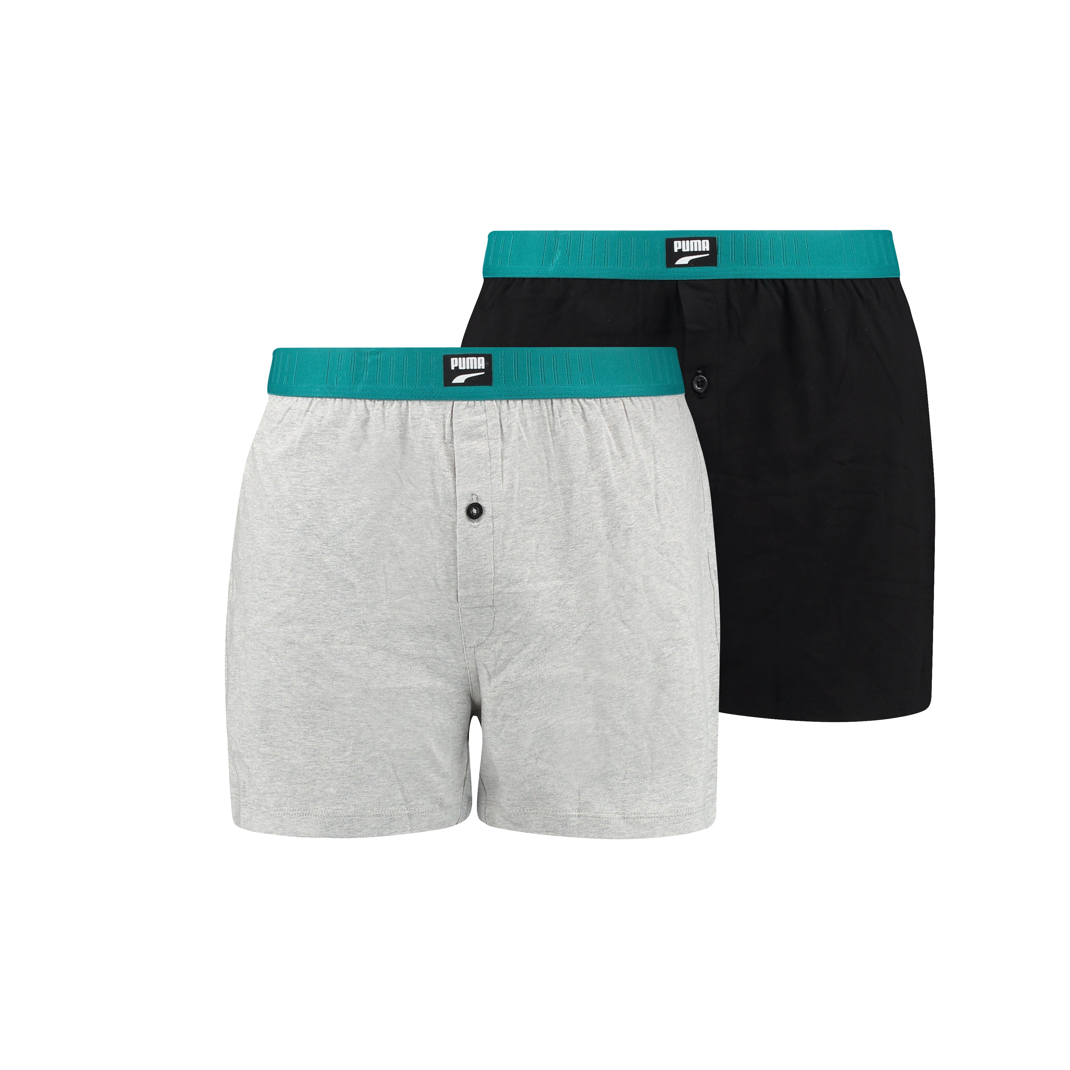 PUMA Men's Loose Fit Jersey Boxer 2 Pack - Teal/Grey