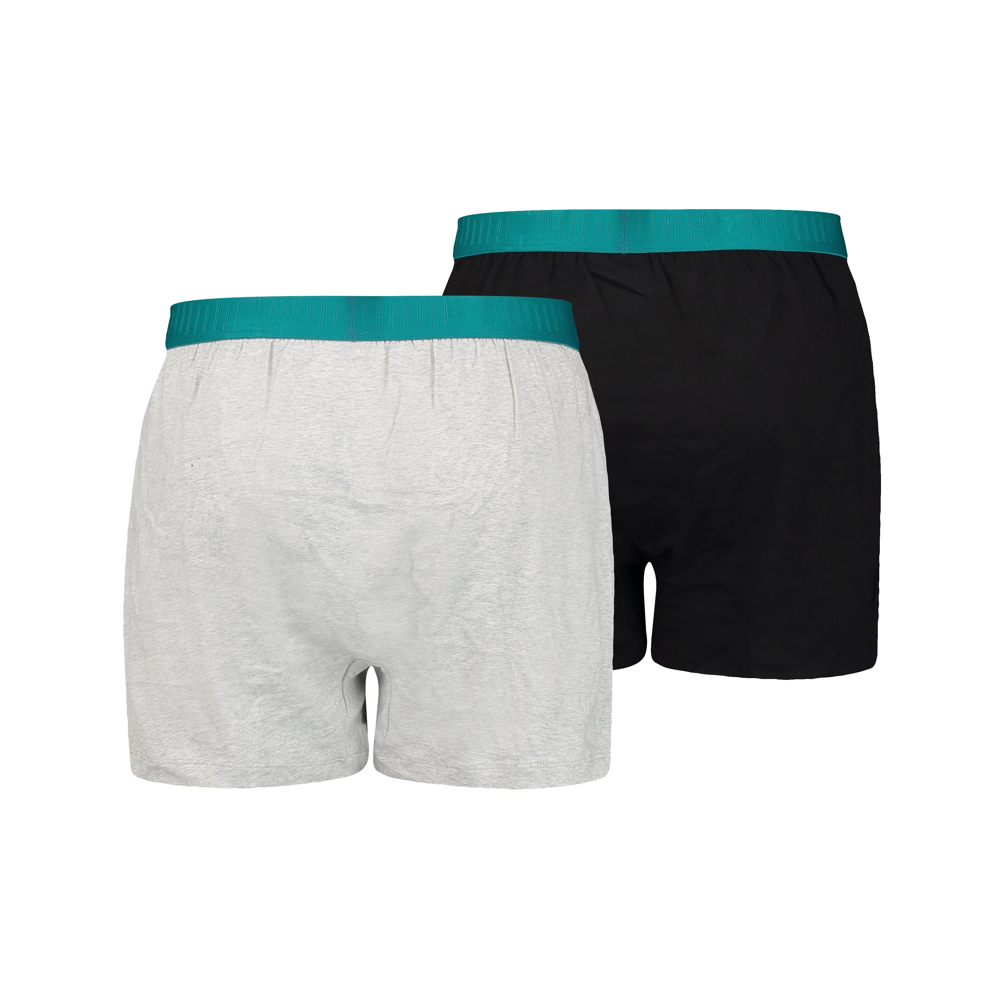 PUMA Men's Loose Fit Jersey Boxer 2 Pack - Teal/Grey