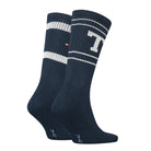 Tommy Hilfiger Men 2 Pack Sport Patch Crew Socks (Navy)