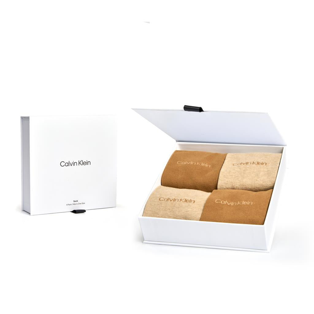 Calvin Klein 4 Pack Crew Socks Gift Set - Caramel Combo