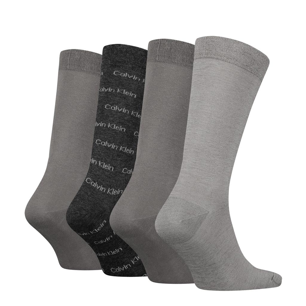 Calvin Klein 4 Pairs Of Socks Box With All Over Logo - Grey Combo - Gift Pack