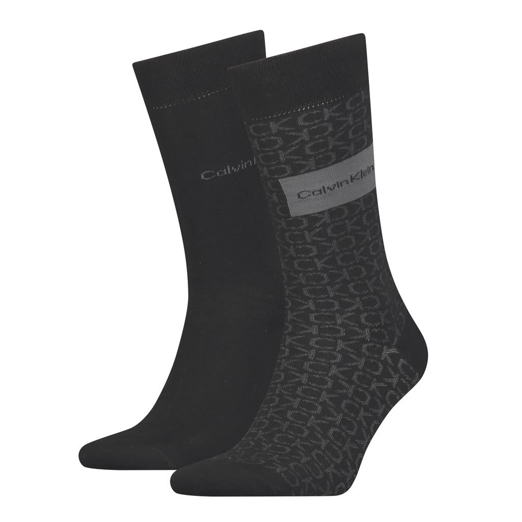 Calvin Klein 2 Pack Badge Crew Socks - Black