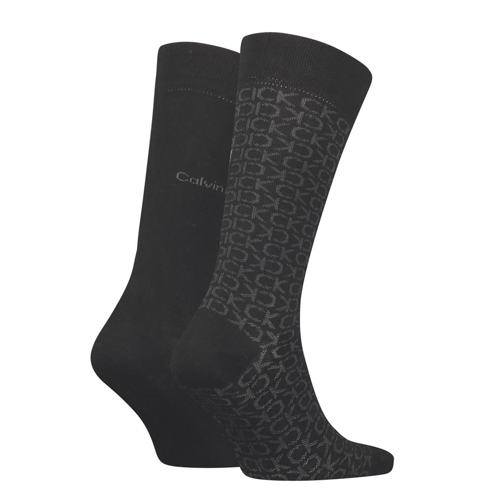 Calvin Klein 2 Pack Badge Crew Socks - Black