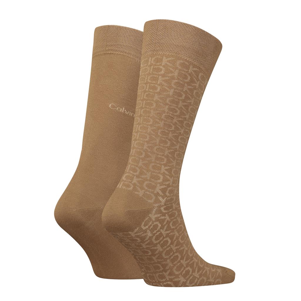 Calvin Klein 2 Pack Badge Crew Socks - Caramel