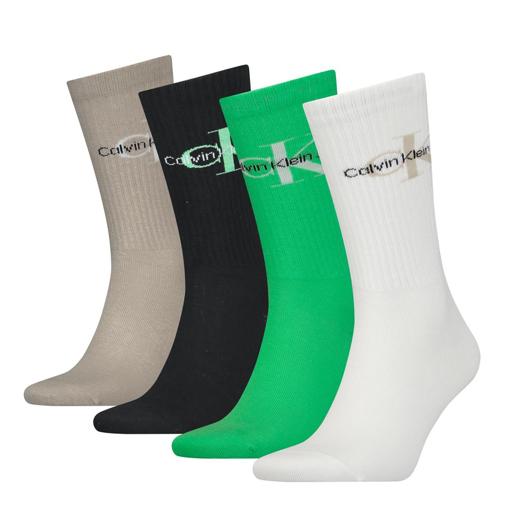 Calvin Klein 4 Pack Logo-Print Ribbed Crew Socks Gift Set - Taupe Combo