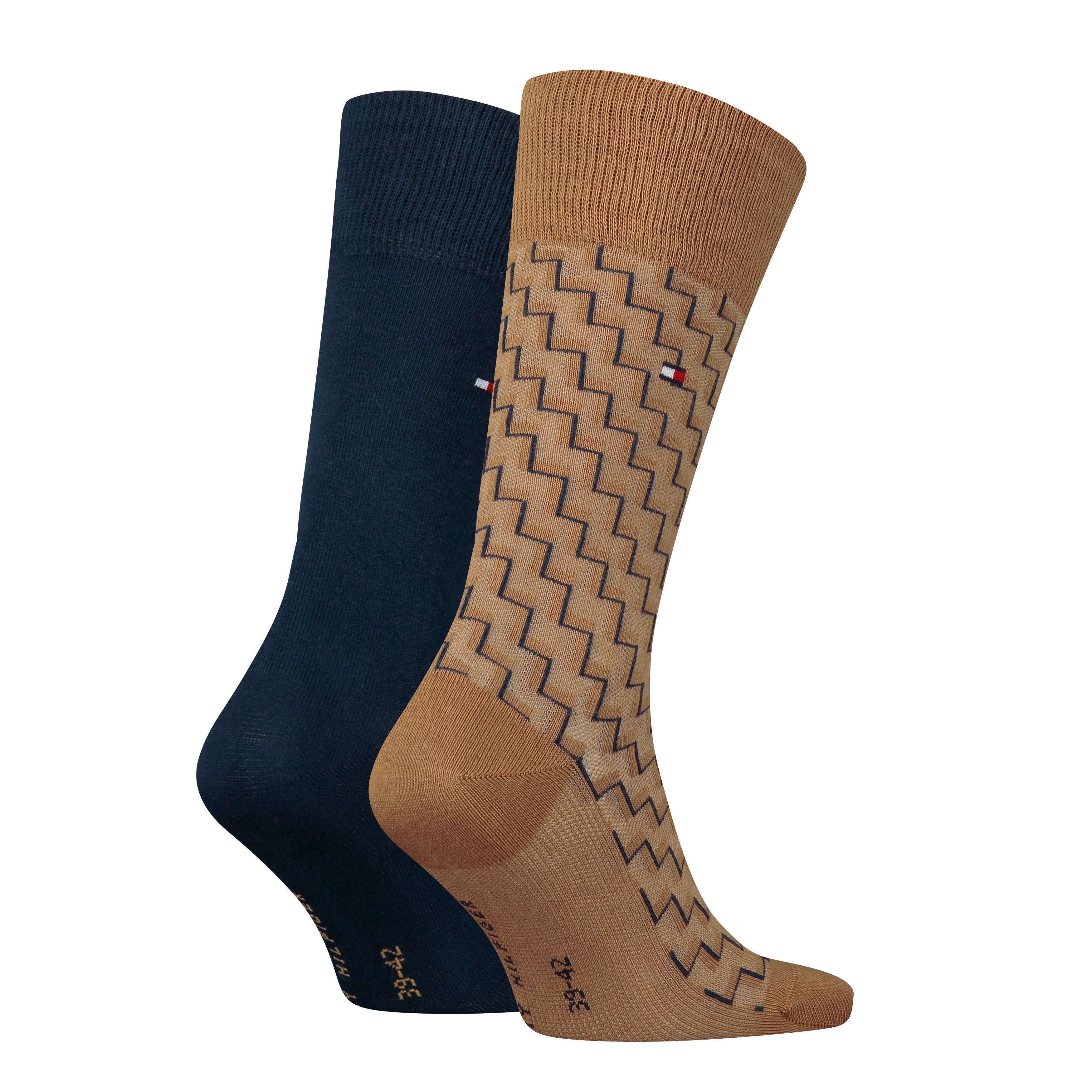 Tommy Hilfiger Men Socks 2 Pack Graphic (Desert Khaki)