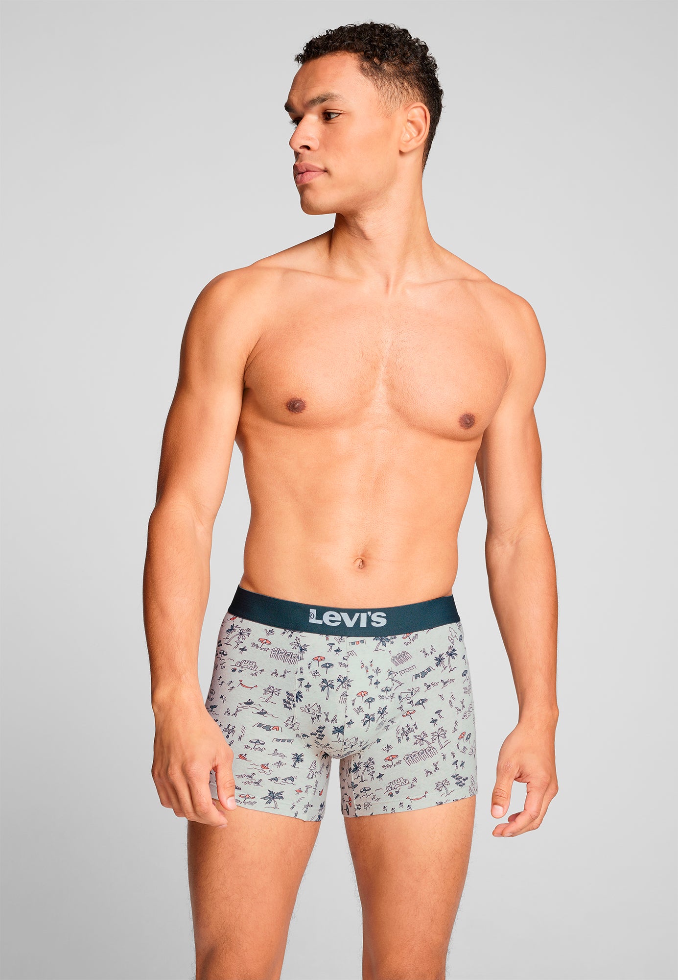 Levi's 2 pack Beach Go AOP Boxer Briefs - Marshmellow / Blue Slate