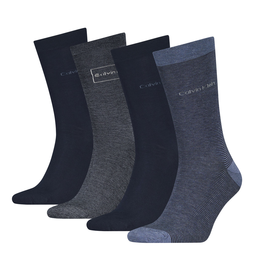 Calvin Klein 4 Pack Logo Crew Socks Gift Set - Blue Combo