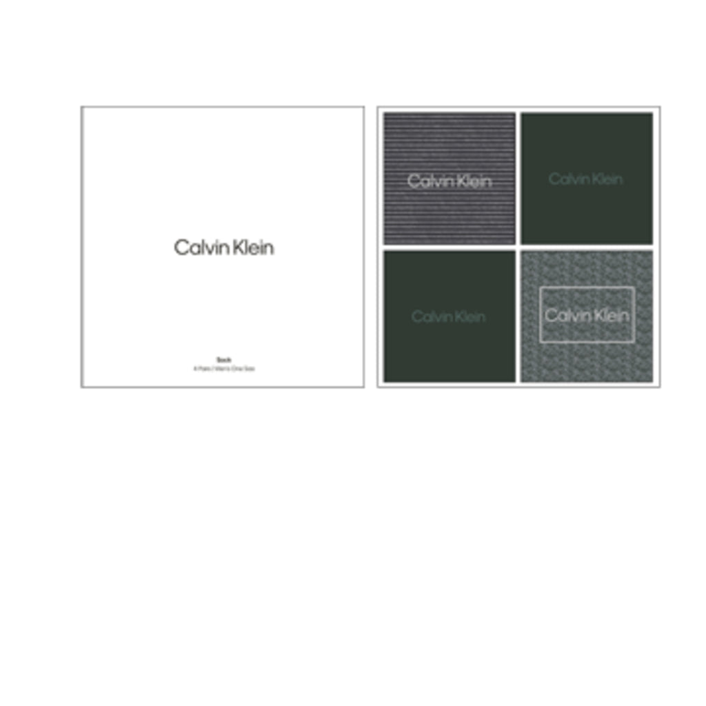 Calvin Klein 4 Pack Logo Crew Socks Gift Set - Green / Grey