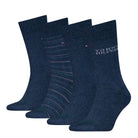 Tommy Hilfiger Men 4 Pack Tin Gift Box Crew Stripe Socks - Jeans