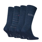 Tommy Hilfiger Men 4 Pack Tin Gift Box Crew Stripe Socks - Jeans