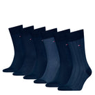 Tommy Hilfiger Men 6 Pack Tin Gift Box Birdseye Crew Socks - Navy