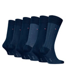 Tommy Hilfiger Men 6 Pack Tin Gift Box Birdseye Crew Socks - Navy