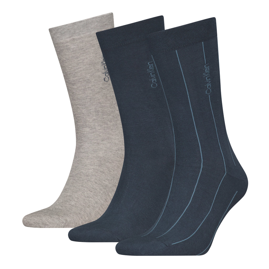 Calvin Klein 3 Pack Stripe Crew Socks Gift Box - Ink Blue