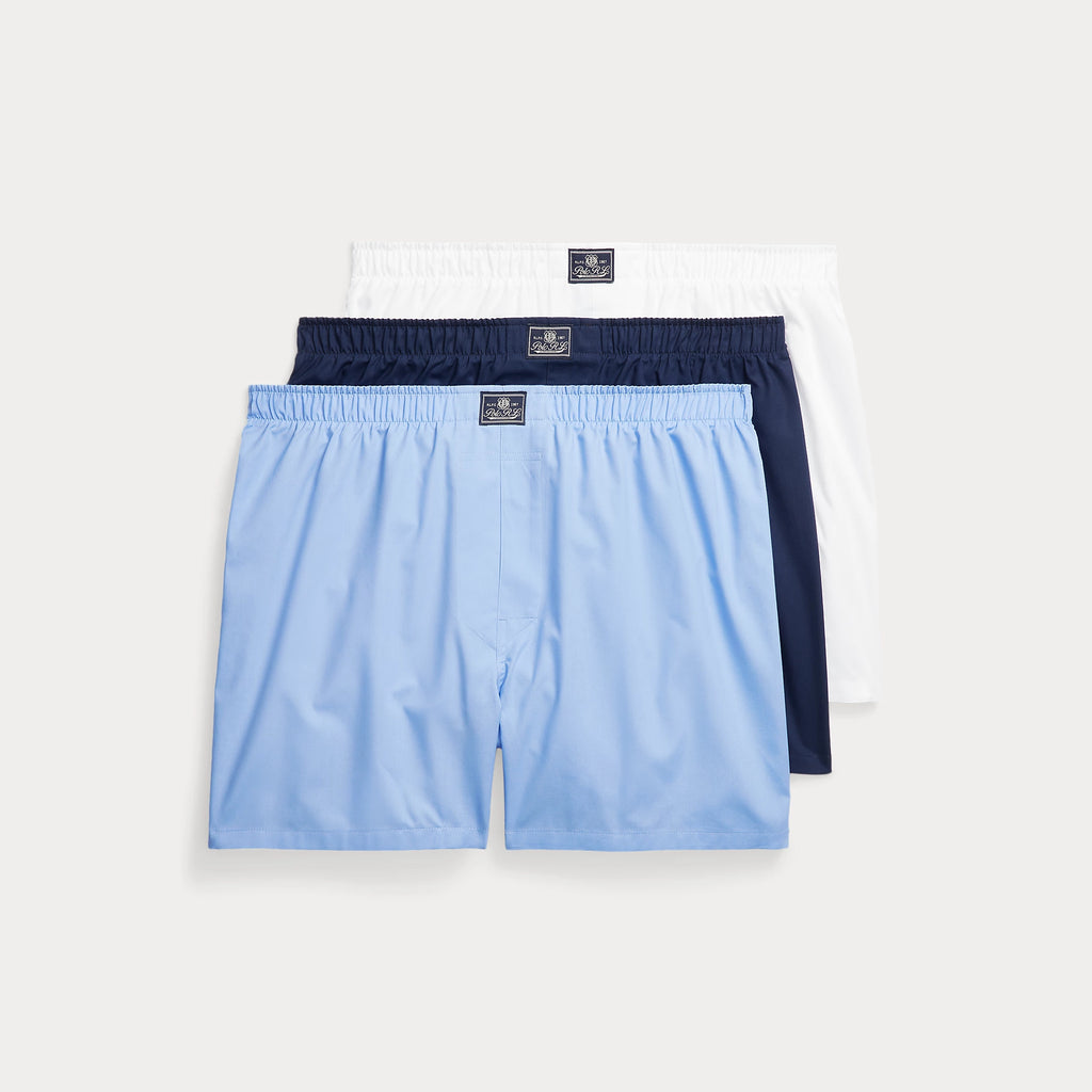 Polo Ralph Lauren 3 pack Cotton Boxers - White / Blue / Navy