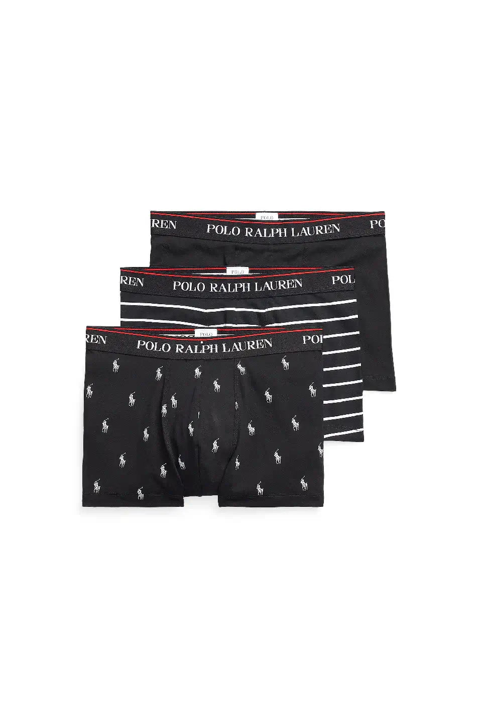 Polo Ralph Lauren Classic Cotton Stretch Boxer Trunks 3-Pack -Black/AOP/Stripes