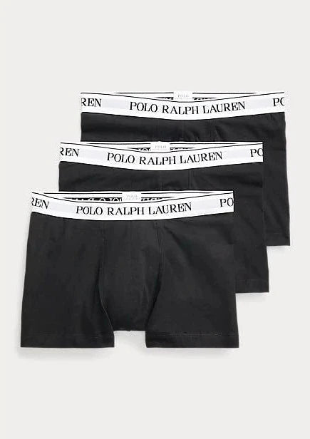 Polo Ralph Lauren 3 pack Boxer Trunks - Black with White Waistband