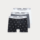 Polo Ralph Lauren Three-Pack Stretch Cotton Boxer Briefs - Black AOP/Charcoal Heather/White