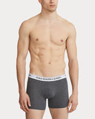 Polo Ralph Lauren Three-Pack Stretch Cotton Boxer Briefs - Black AOP/Charcoal Heather/White