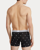 Polo Ralph Lauren Three-Pack Stretch Cotton Boxer Briefs - Black AOP/Charcoal Heather/White